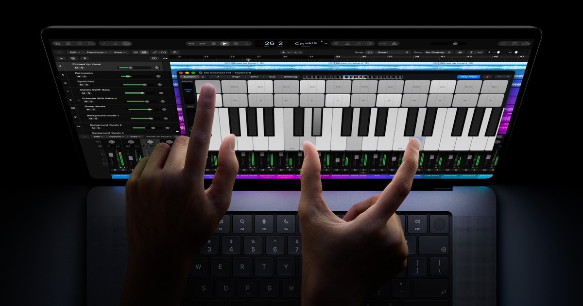 Utilisation de l'écran tactile du MacBook Pro OLED avec Écran PROLED XDR dans une application musicale